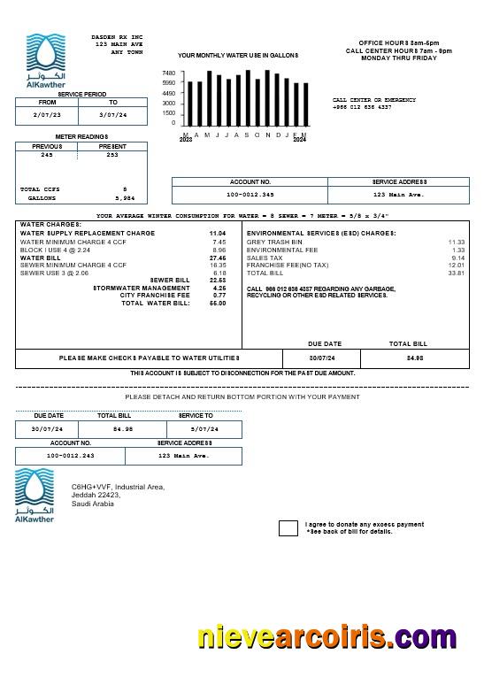 Saudi Arabia AlKawther business utility bill